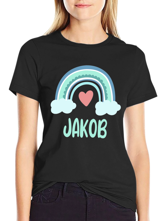 Personalized Jakob Rainbow Heart T-Shirt
