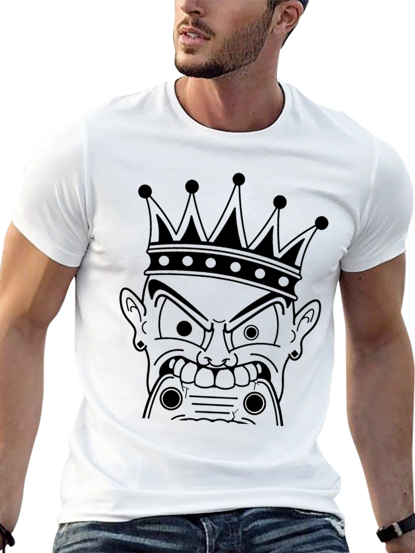 King Cartoon Graphic Print Black T-Shirt