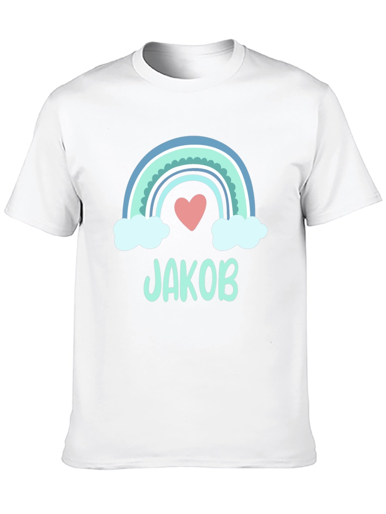 Personalized Jakob Rainbow Heart T-Shirt