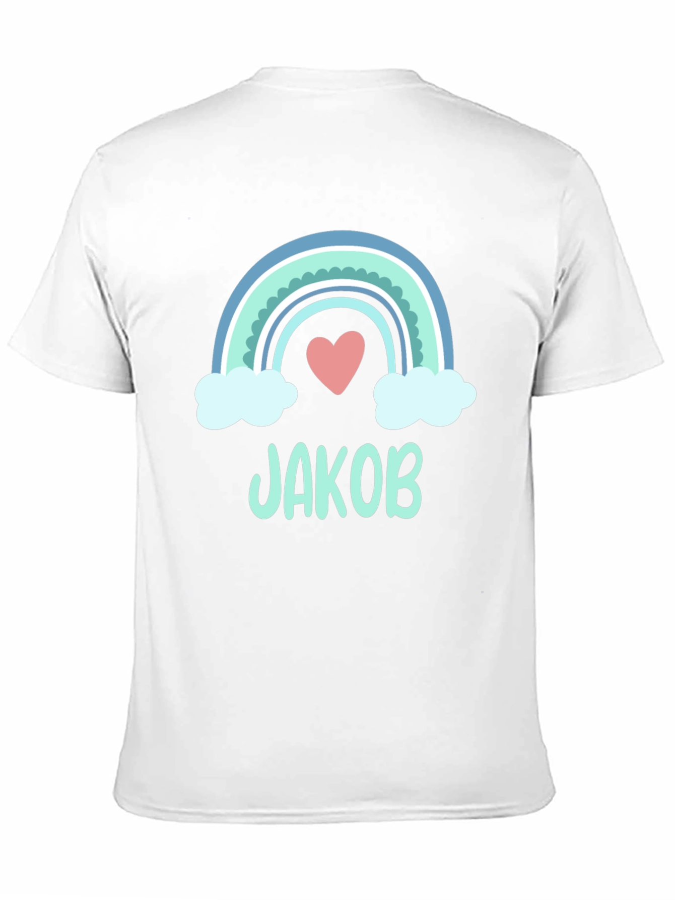 Personalized Jakob Rainbow Heart T-Shirt