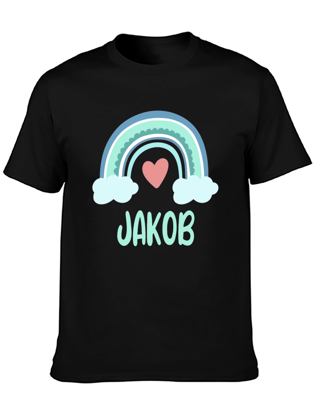 Personalized Jakob Rainbow Heart T-Shirt