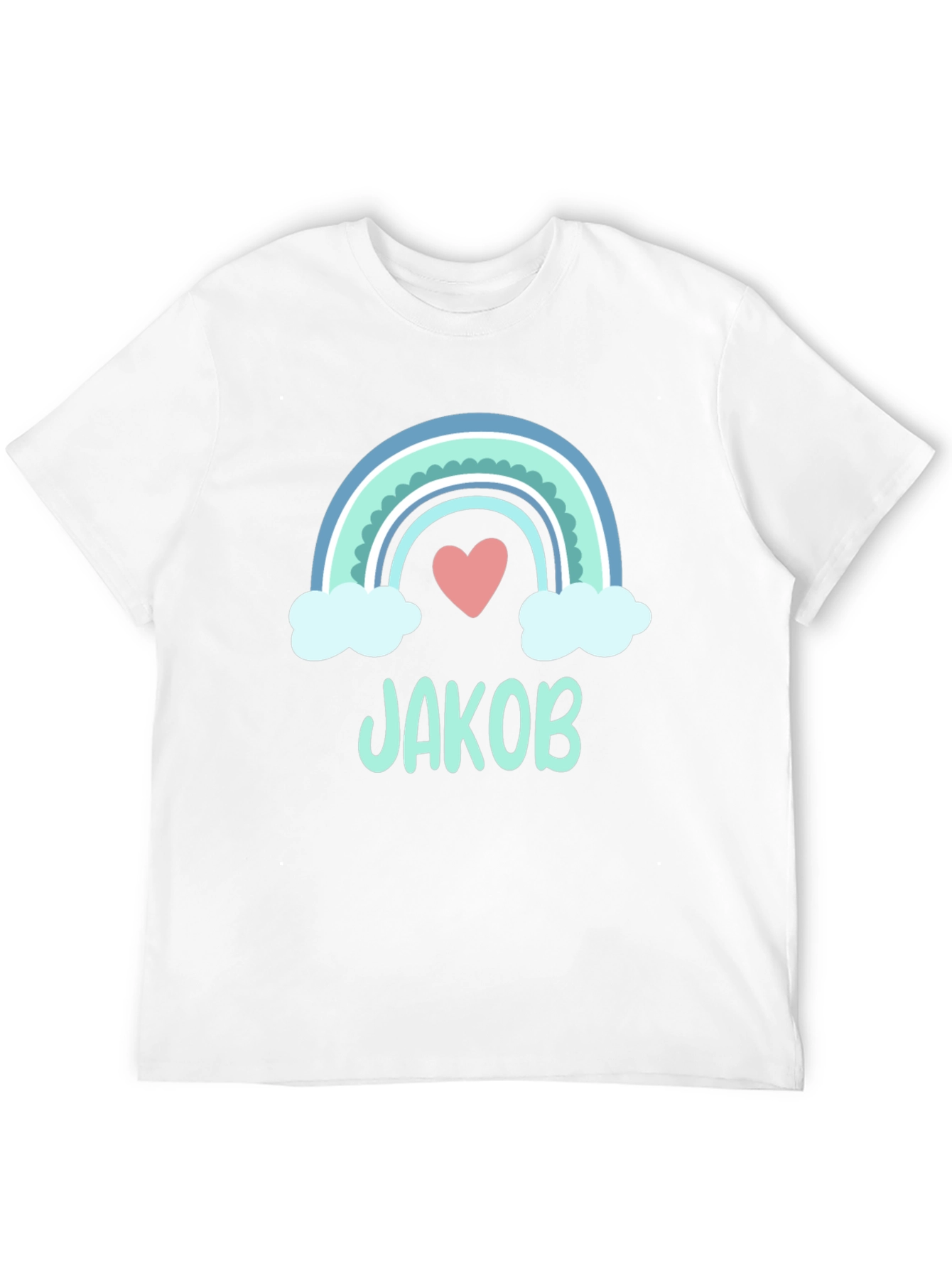 Personalized Jakob Rainbow Heart T-Shirt