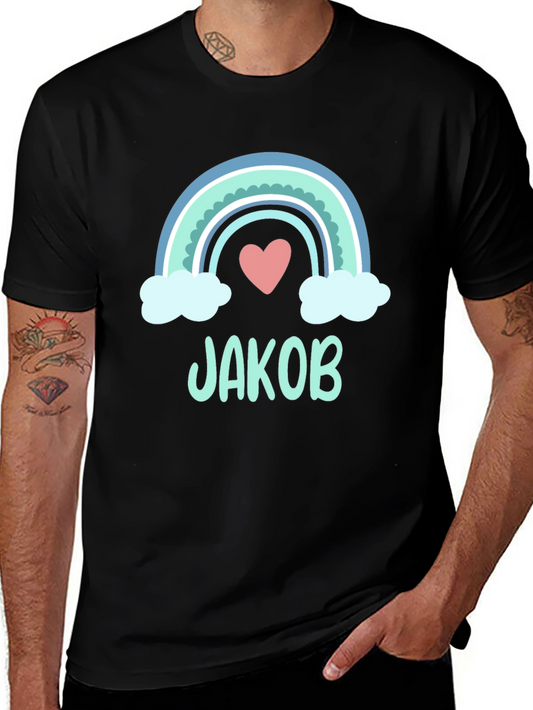 Personalized Jakob Rainbow Heart T-Shirt