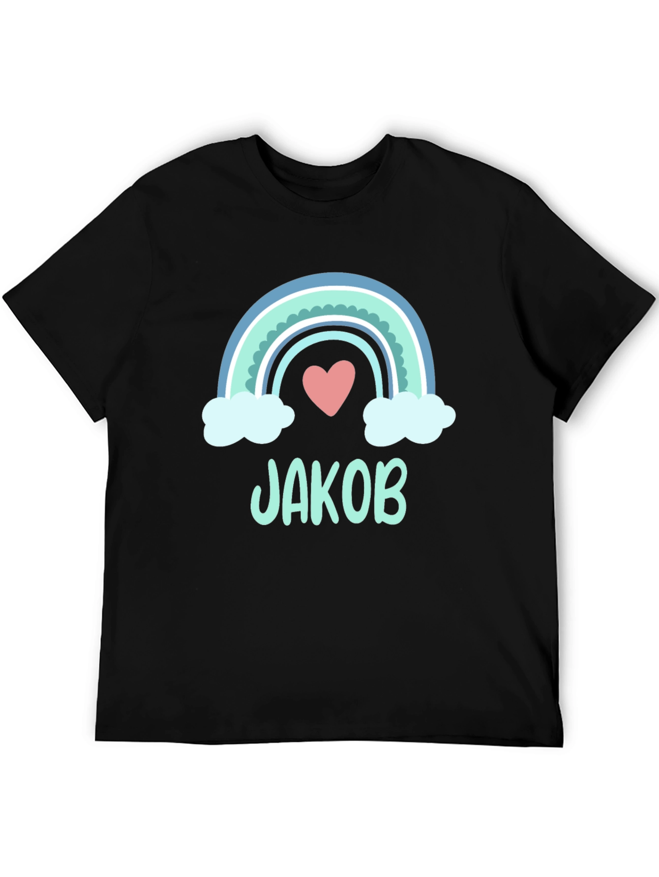 Personalized Jakob Rainbow Heart T-Shirt