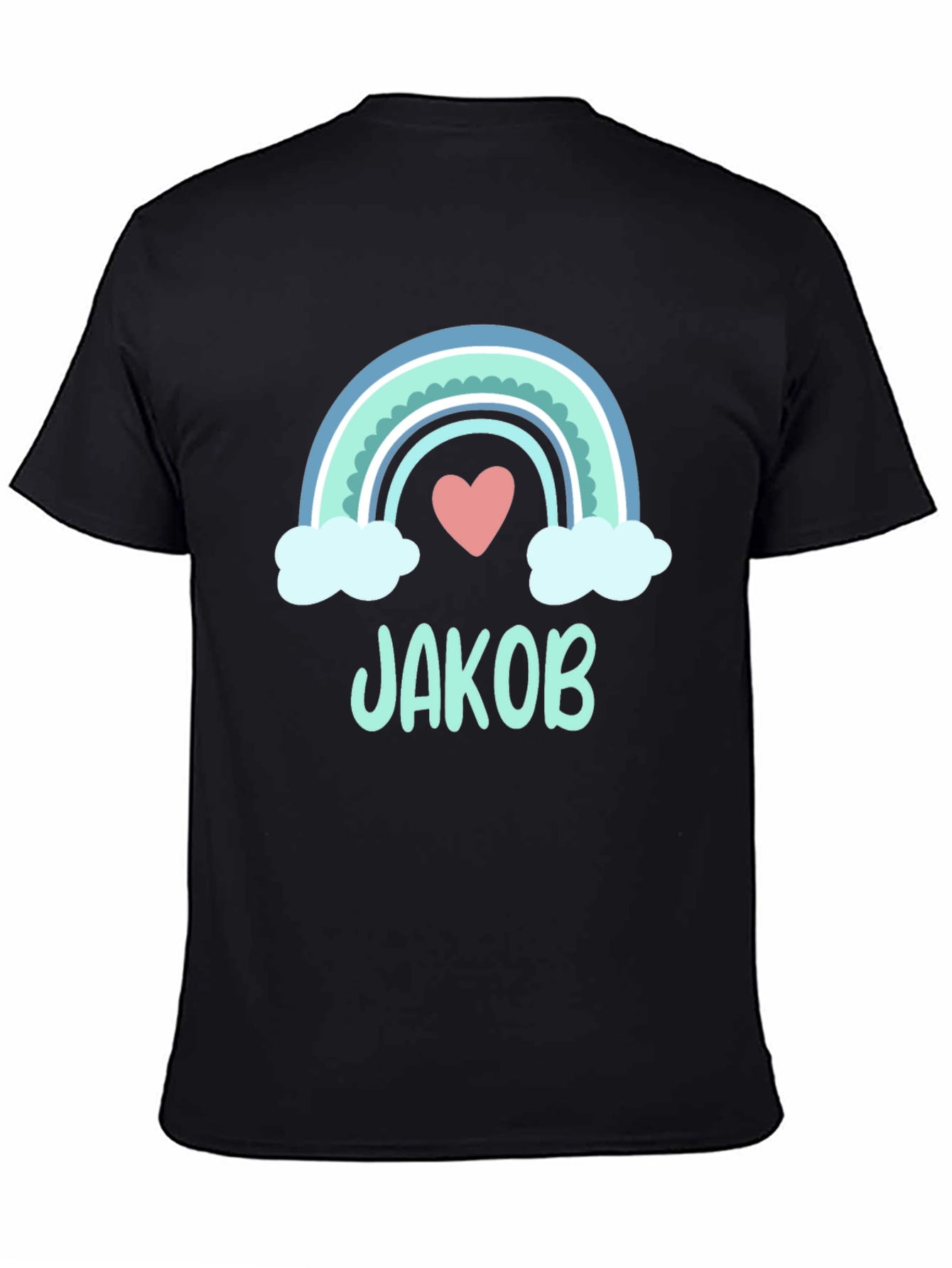 Personalized Jakob Rainbow Heart T-Shirt