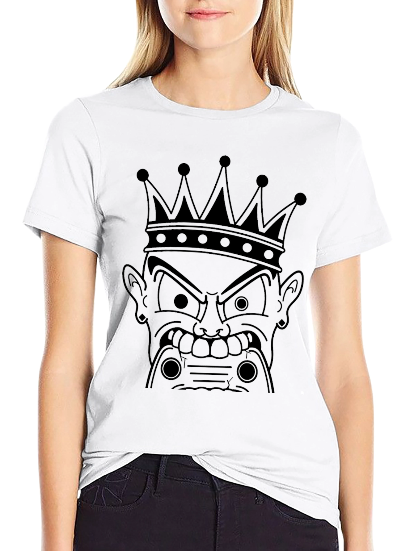 King Cartoon Graphic Print Black T-Shirt