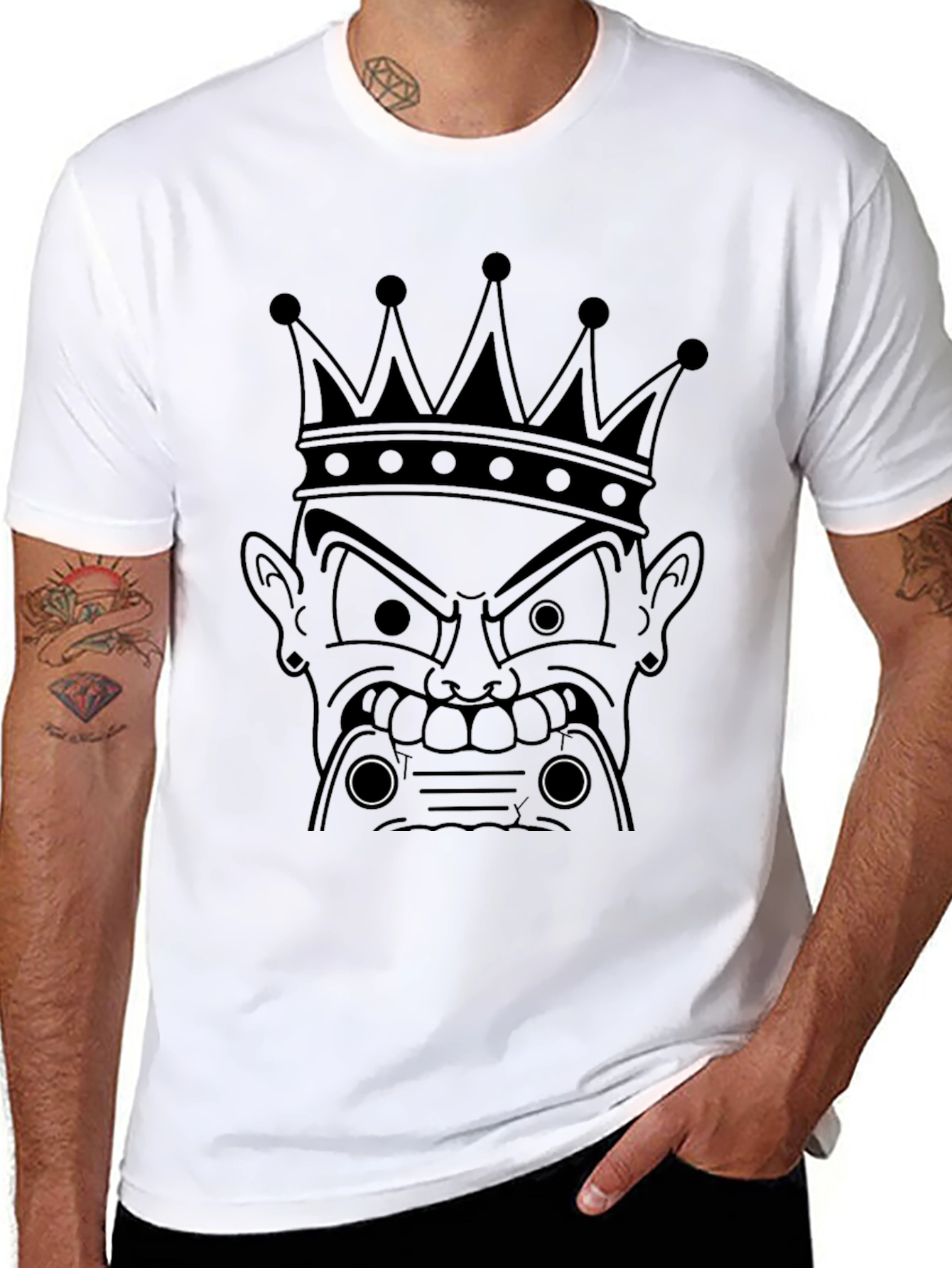 King Cartoon Graphic Print Black T-Shirt