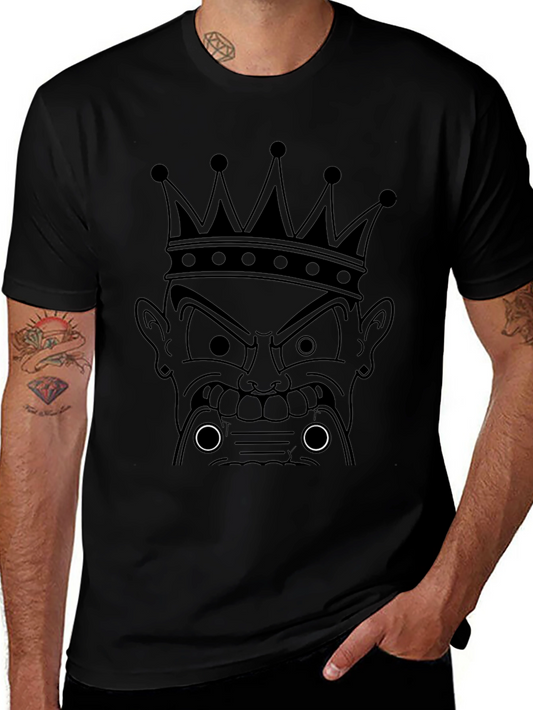 King Cartoon Graphic Print Black T-Shirt