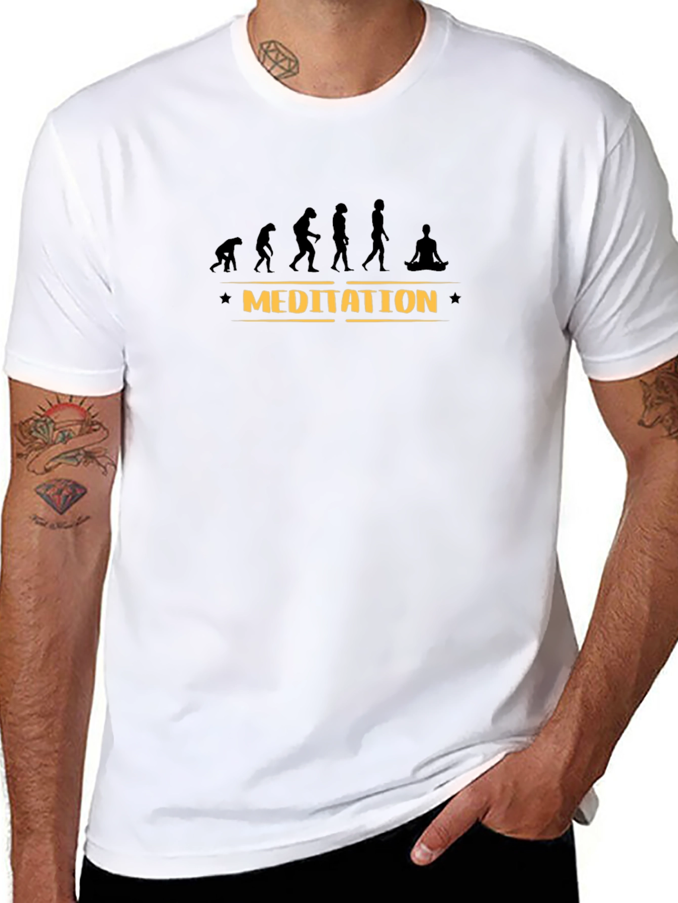 Evolution of Man Meditation Black T-Shirt