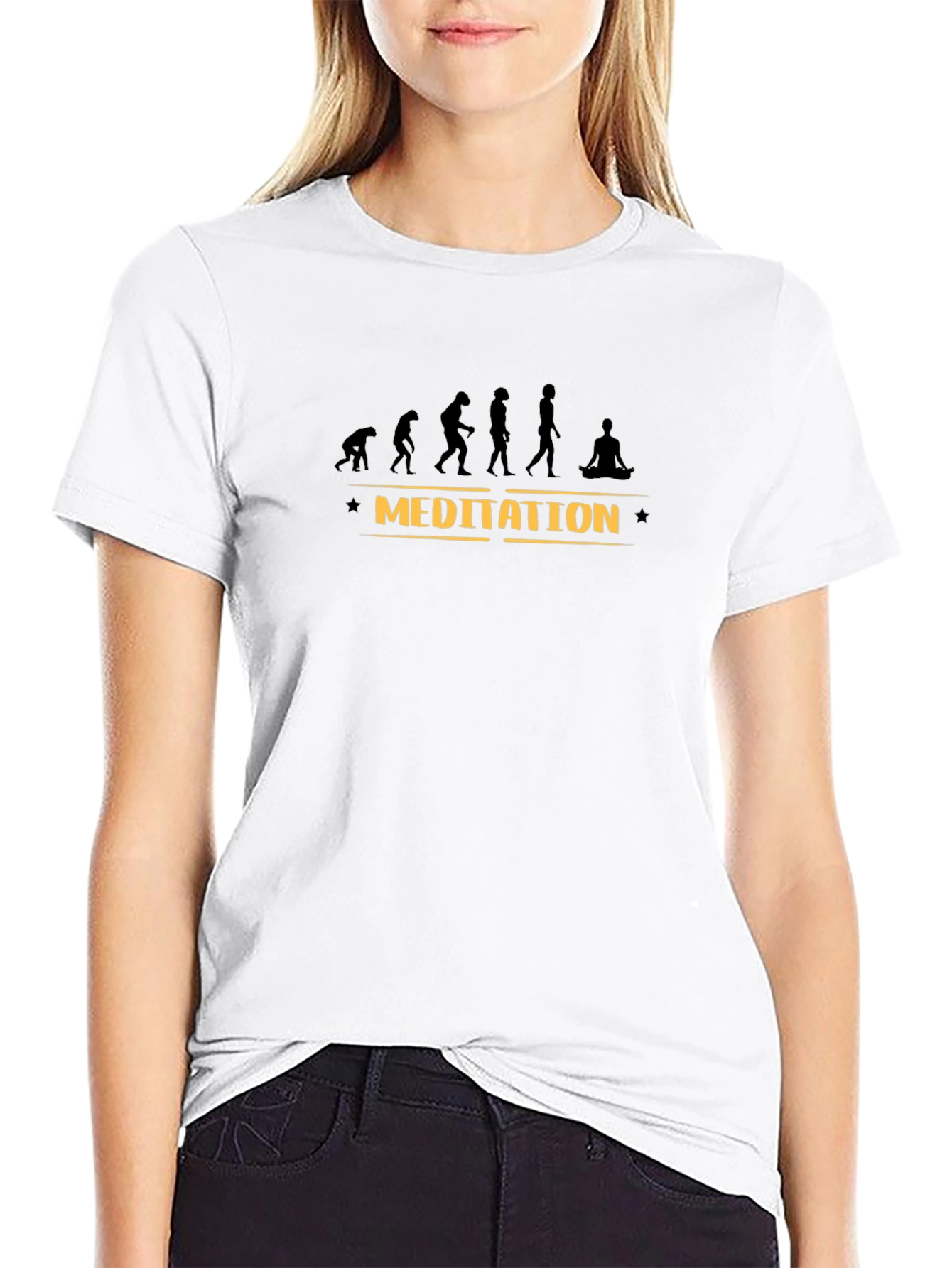 Evolution of Man Meditation Black T-Shirt