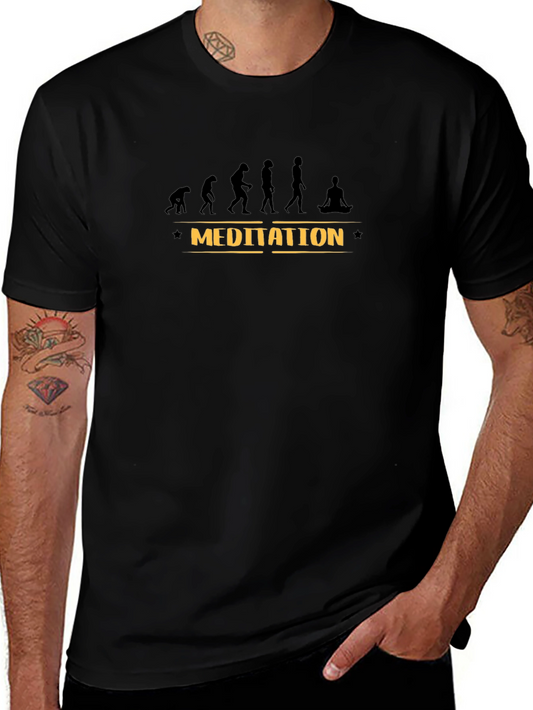 Evolution of Man Meditation Black T-Shirt