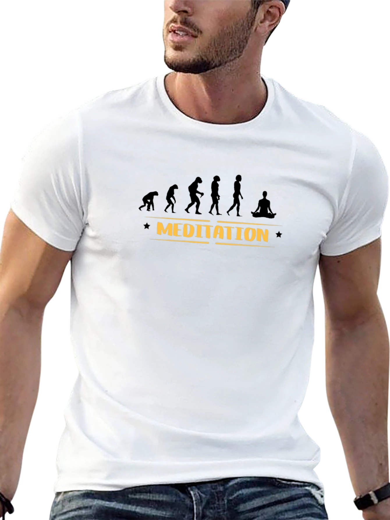 Evolution of Man Meditation Black T-Shirt